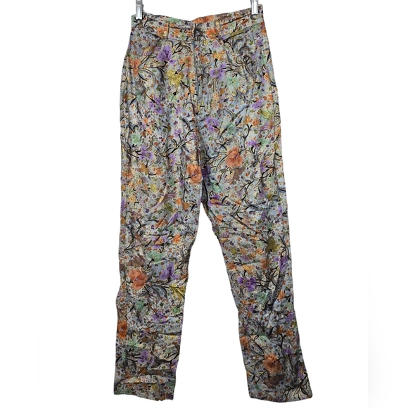 Paul Ropp Pants - Paul Ropp Floral Multi Colored Colorful Rayon Pants M